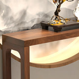 Simple Rectangular Pine Walnut Finish Console Table Image - 8