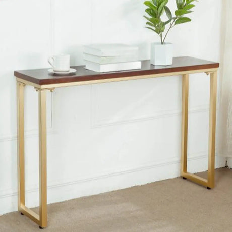 Simple Rectangular Pine Wood Taupe Sled Console Table Image - 1