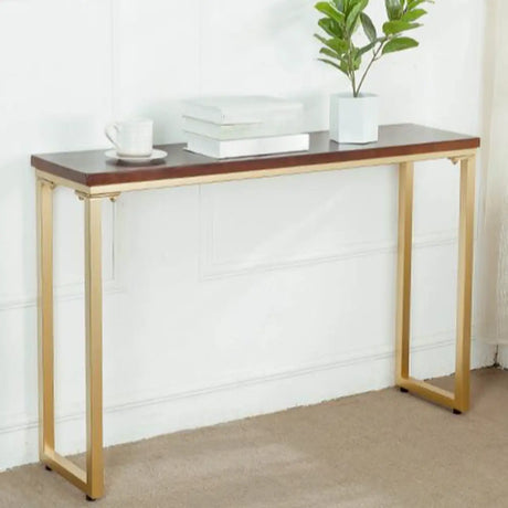 Simple Rectangular Pine Wood Taupe Sled Console Table Image - 1