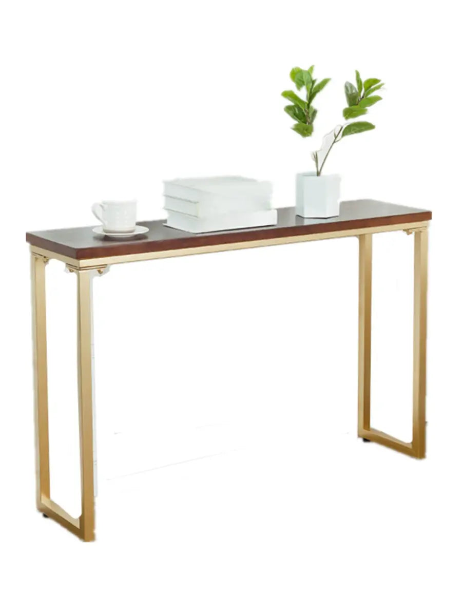 Simple Rectangular Pine Wood Taupe Sled Console Table Image - 2
