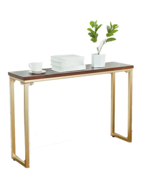 Simple Rectangular Pine Wood Taupe Sled Console Table Image - 2