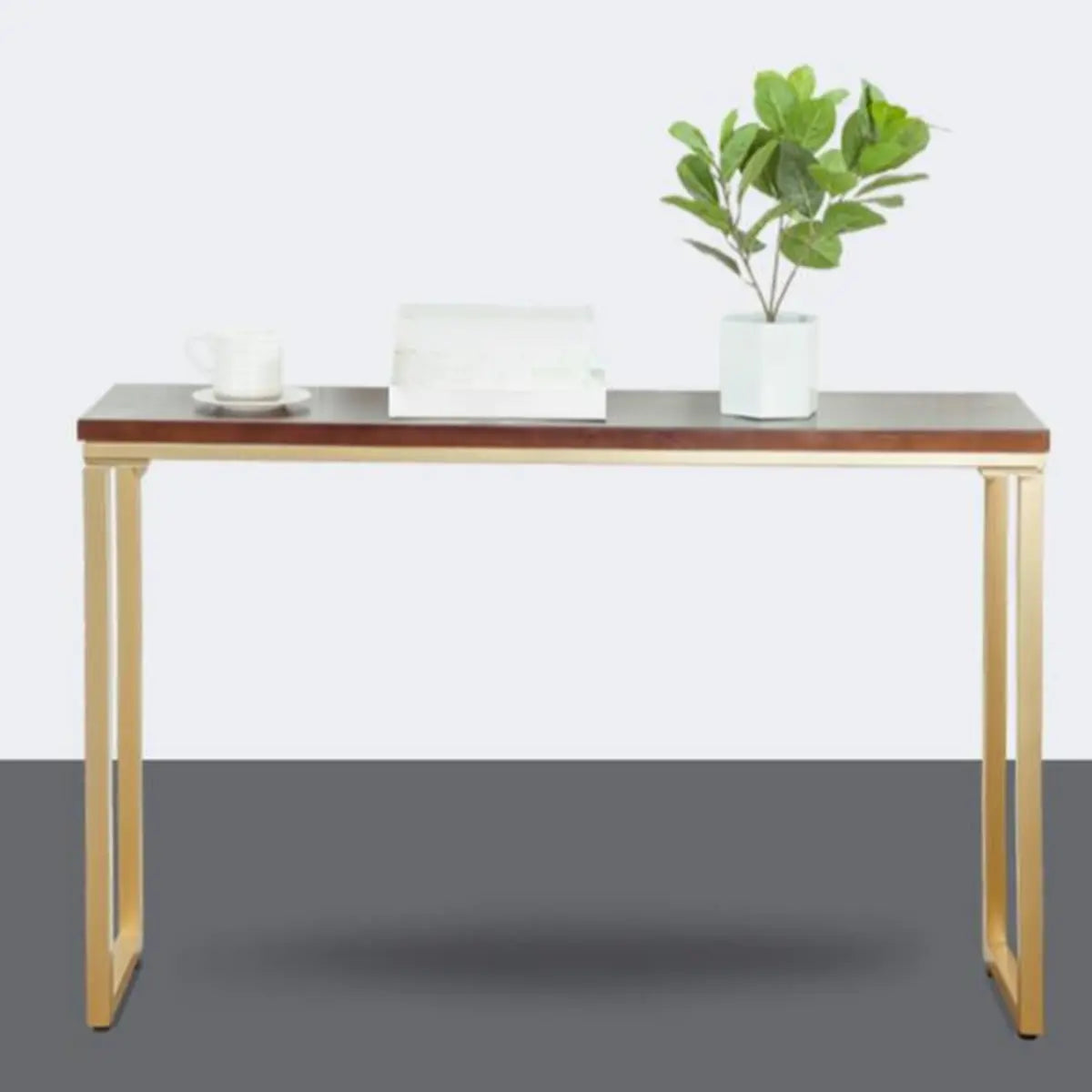 Simple Rectangular Pine Wood Taupe Sled Console Table Image - 4