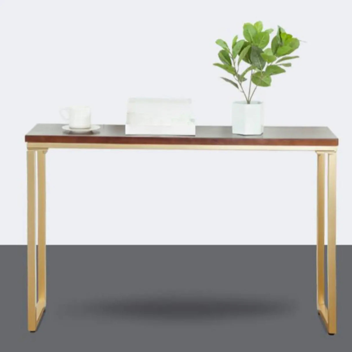 Simple Rectangular Pine Wood Taupe Sled Console Table Image - 4