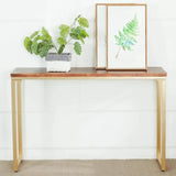 Simple Rectangular Pine Wood Taupe Sled Console Table Image - 5