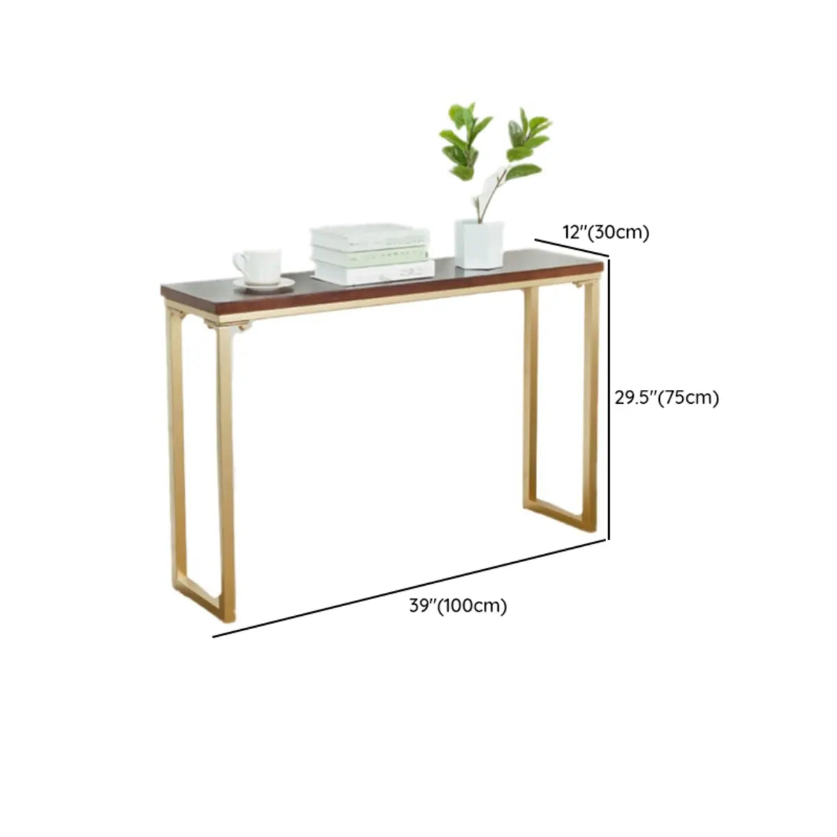 Simple Rectangular Pine Wood Taupe Sled Console Table 