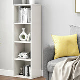 Simple Rectangular White Closed Wood Narrow Bookcase Image - 33