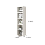 Simple Rectangular White Closed Wood Narrow Bookcase Image - 47