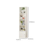 Simple Rectangular White Closed Wood Narrow Bookcase Image - 48