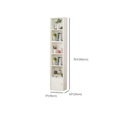 Simple Rectangular White Closed Wood Narrow Bookcase Image - 50