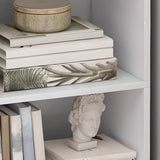 Simple Rectangular White Closed Wood Narrow Bookcase Image - 6