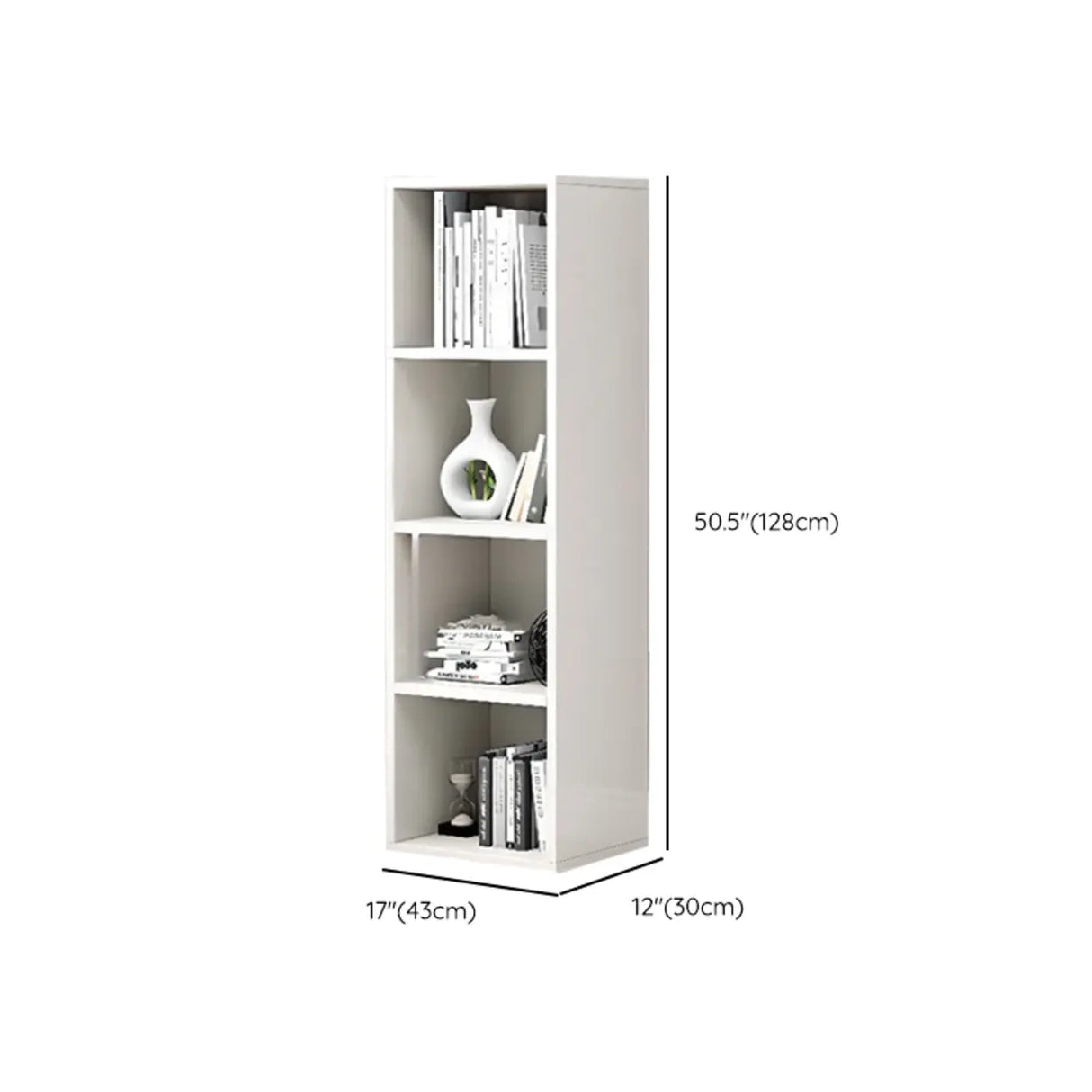 Simple Rectangular White Closed Wood Narrow Bookcase Image - 61