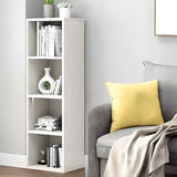 Simple Rectangular White Closed Wood Narrow Bookcase Image - 7