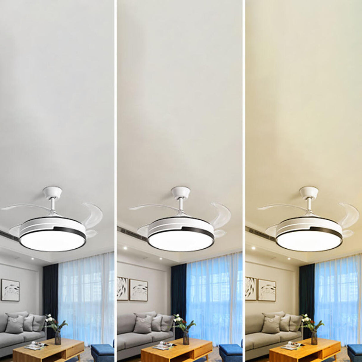 Simple Remote Dimming Chandelier Fan with Light Image - 12