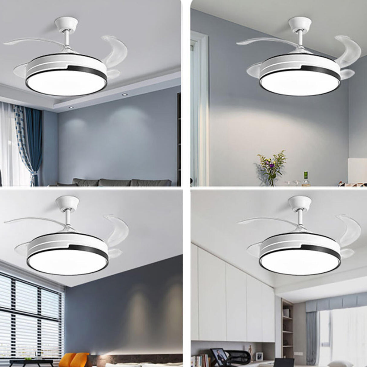 Simple Remote Dimming Chandelier Fan with Light Image - 13