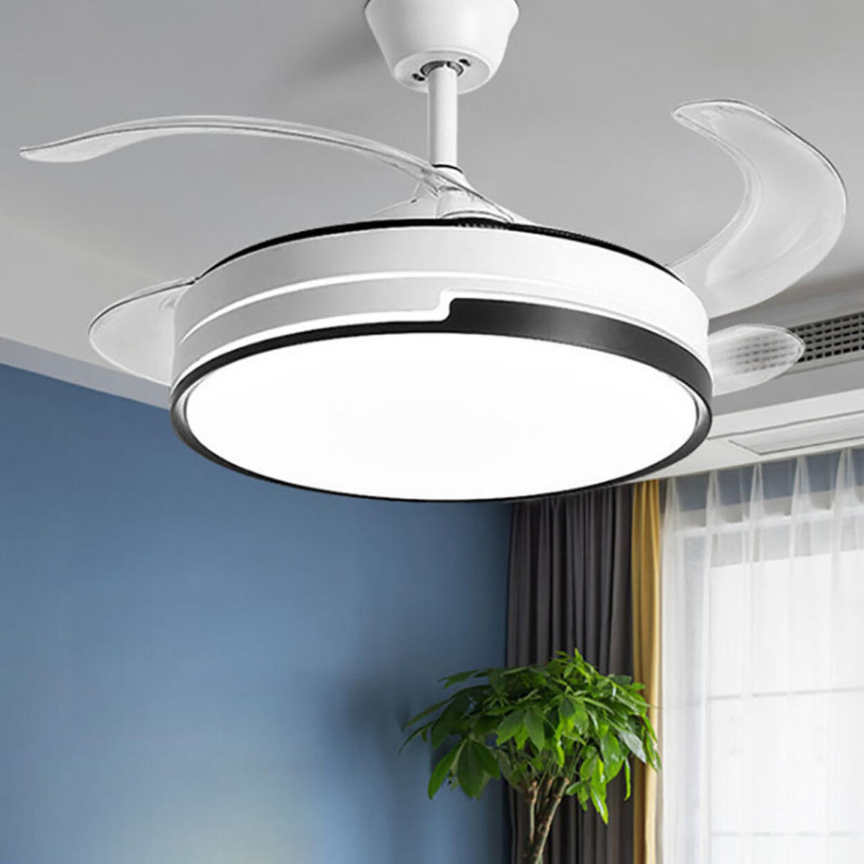 Simple Remote Dimming Chandelier Fan with Light Image - 2