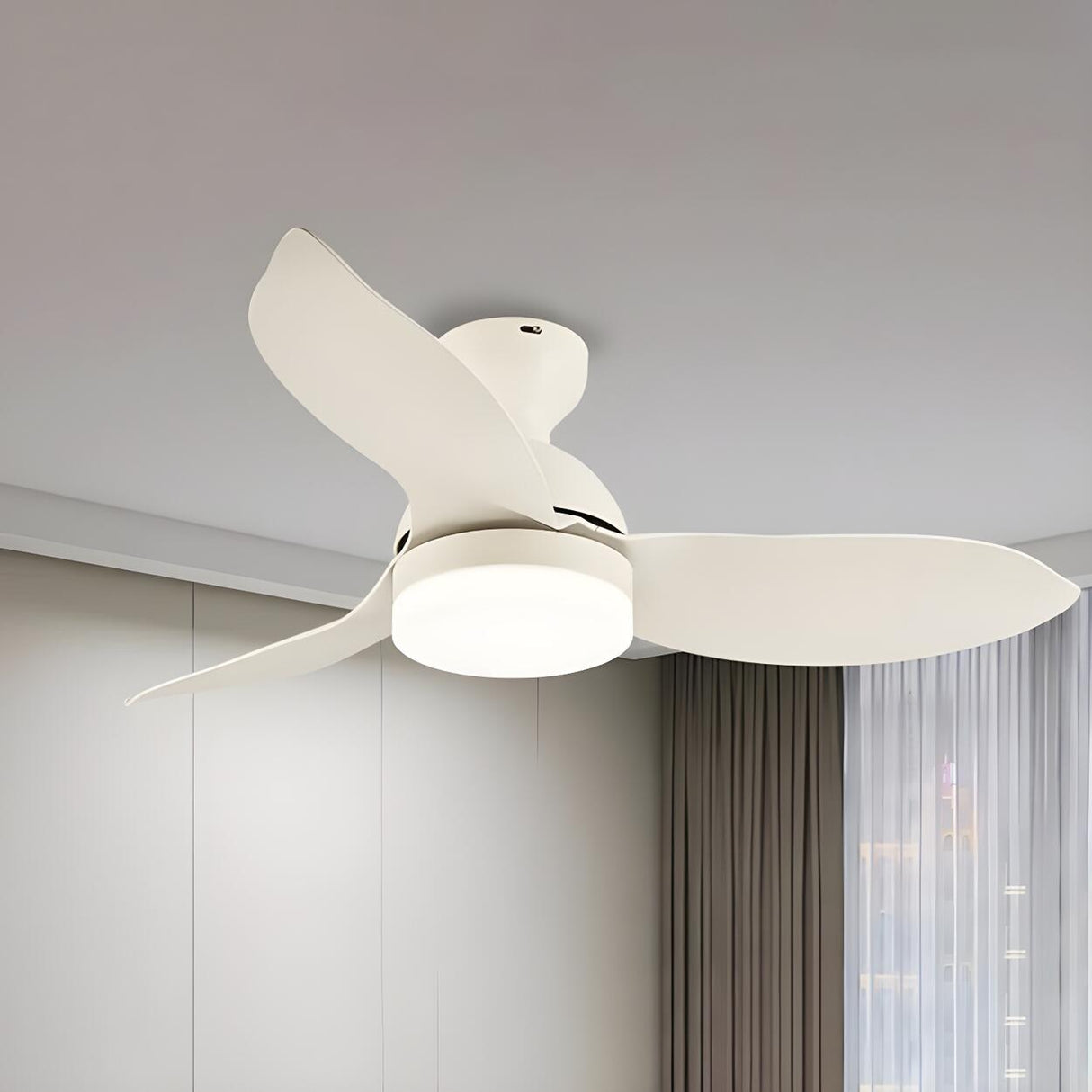 Simple Remote Wood 3 Blade Modern Ceiling Fan Light Image - 12