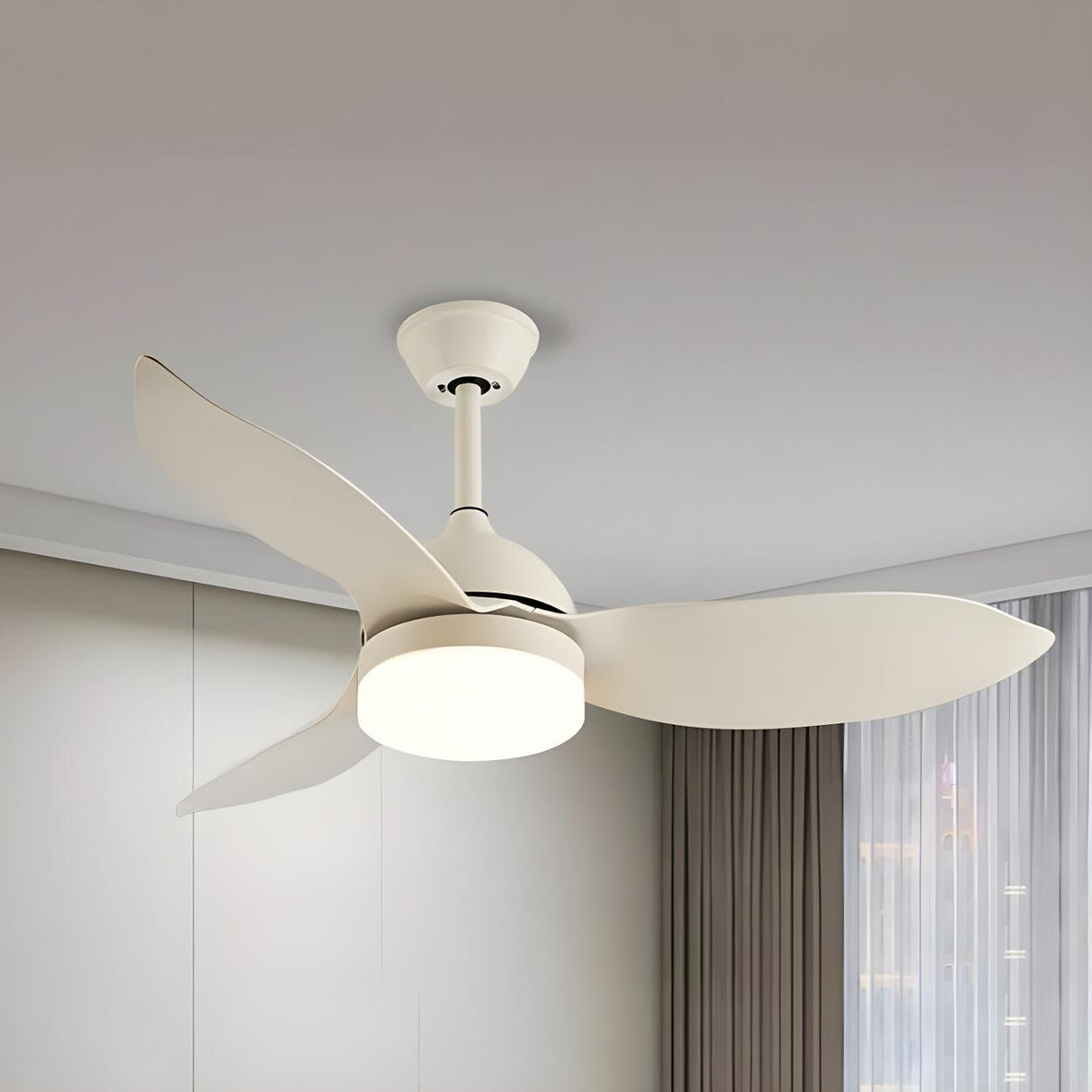 Simple Remote Wood 3 Blade Modern Ceiling Fan Light Image - 13