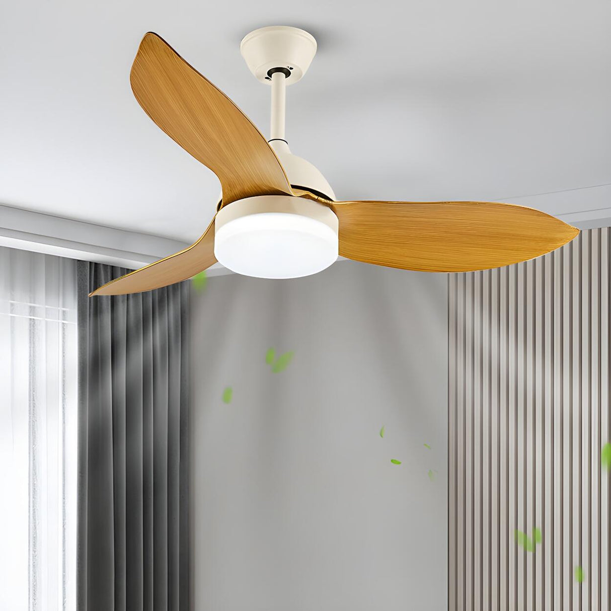 Simple Remote Wood 3 Blade Modern Ceiling Fan Light Image - 17