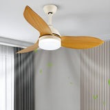 Simple Remote Wood 3 Blade Modern Ceiling Fan Light Image - 17