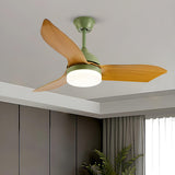 Simple Remote Wood 3 Blade Modern Ceiling Fan Light Image - 18