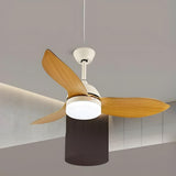 Simple Remote Wood 3 Blade Modern Ceiling Fan Light Image - 2