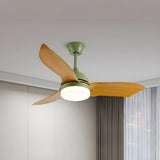 Simple Remote Wood 3 Blade Modern Ceiling Fan Light Image - 4