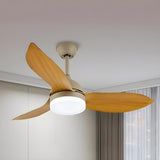 Simple Remote Wood 3 Blade Modern Ceiling Fan Light Image - 6