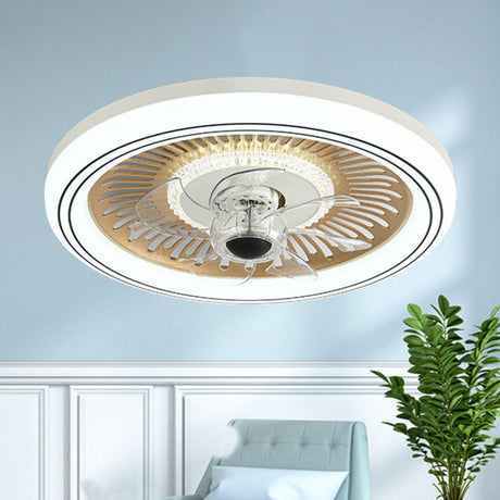 Simple Round Clear Blade Ceiling Fan with LED Light Image - 1