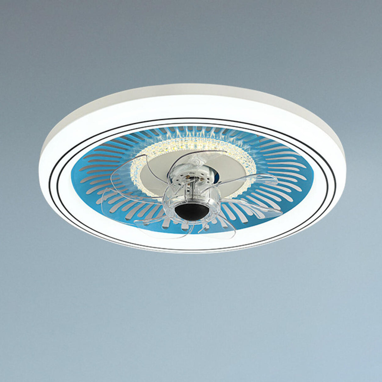 Simple Round Clear Blade Ceiling Fan with LED Light Image - 10