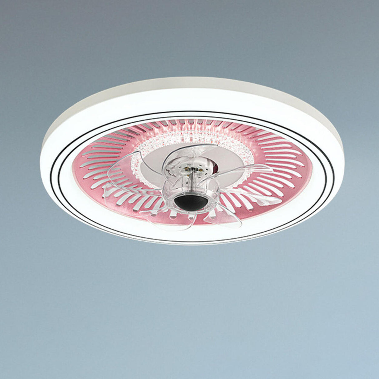 Simple Round Clear Blade Ceiling Fan with LED Light Image - 14