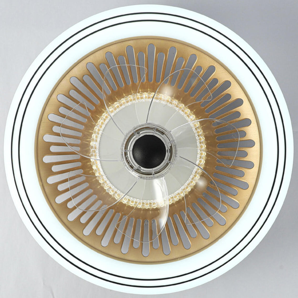 Simple Round Clear Blade Ceiling Fan with LED Light Image - 16