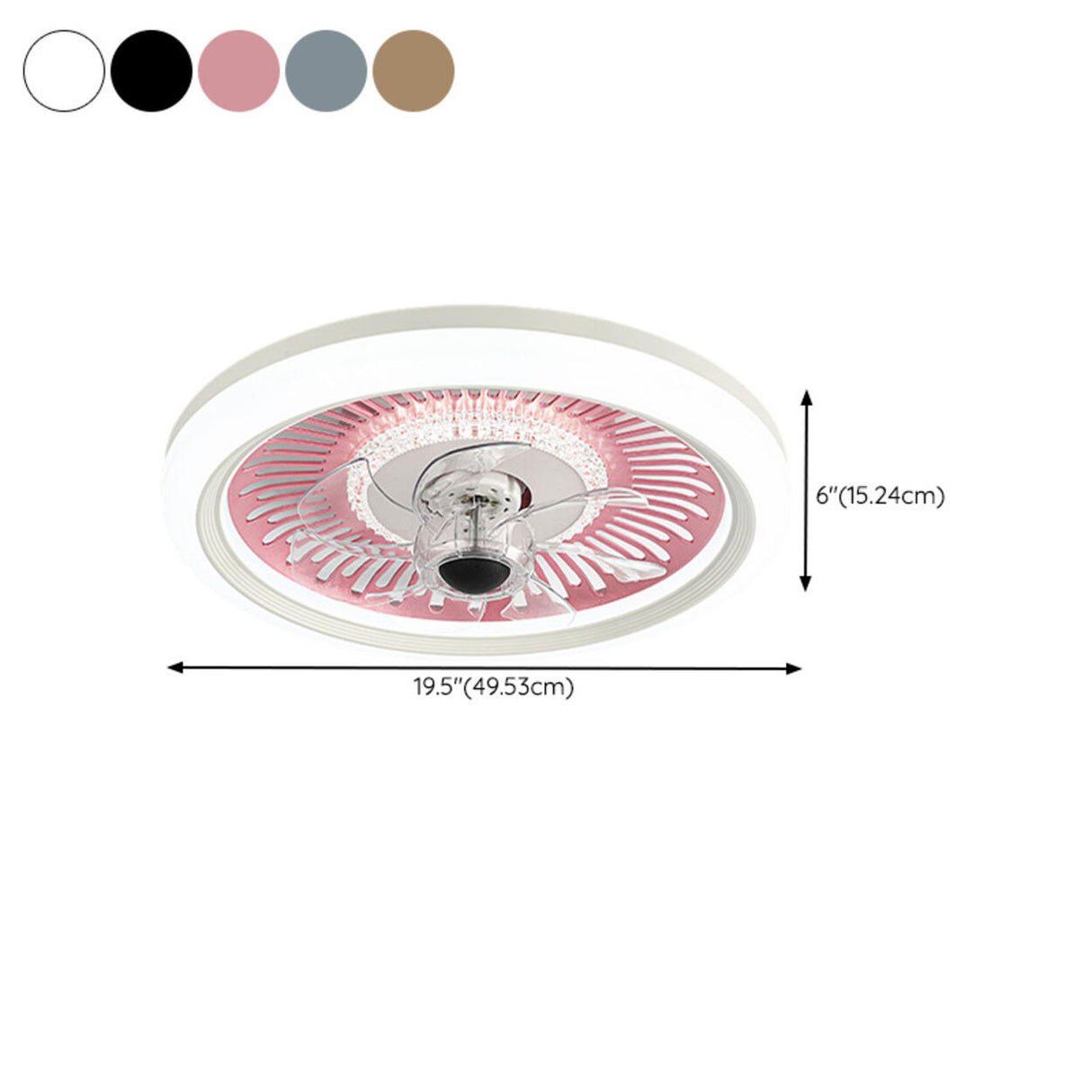 Simple Round Clear Blade Ceiling Fan with LED Light 