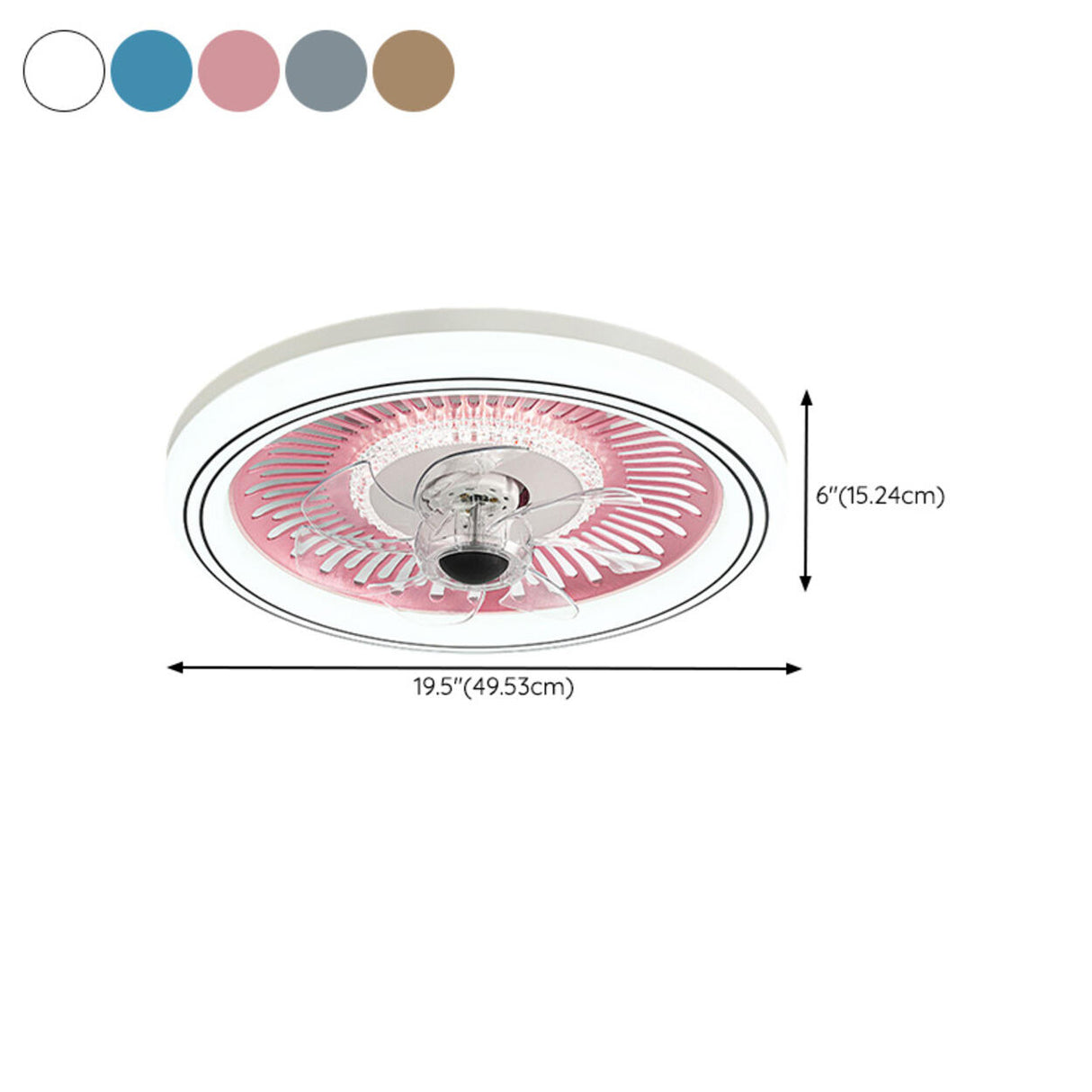 Simple Round Clear Blade Ceiling Fan with LED Light Image - 22