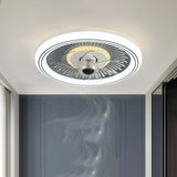 Simple Round Clear Blade Ceiling Fan with LED Light Image - 6
