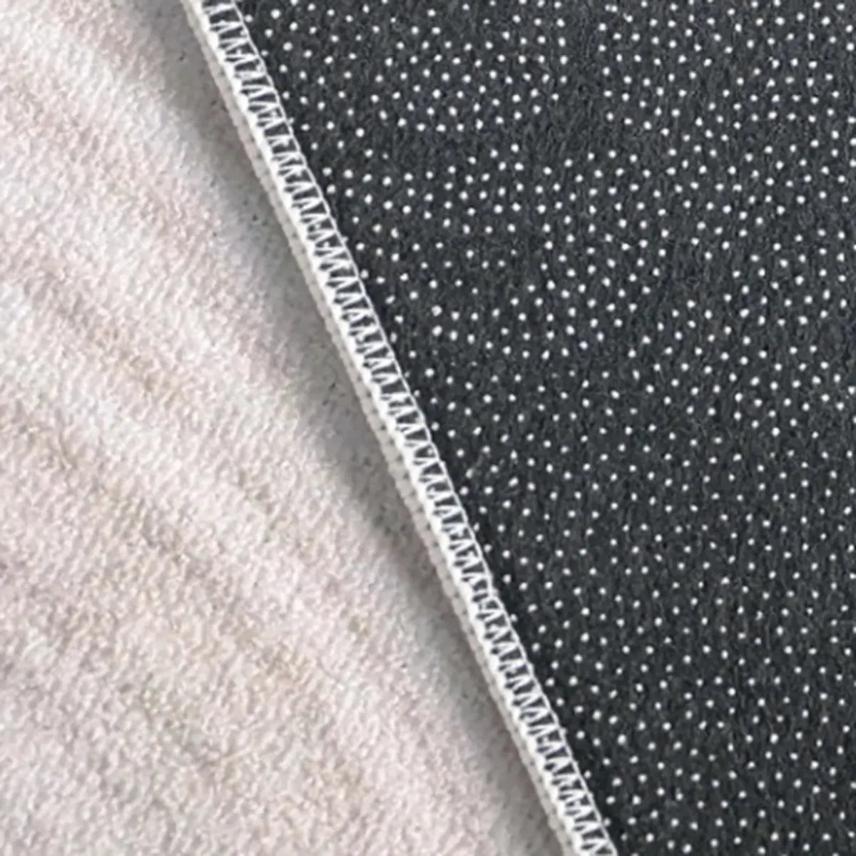 Simple Round Cotton Blend White Oval Pattern Area Rug Image - 6