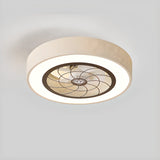 Simple Round Flush Mount Ceiling Fan with LED Light Image - 1