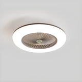 Simple Round Flush Mount Ceiling Fan with LED Light Image - 10