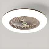 Simple Round Flush Mount Ceiling Fan with LED Light Image - 11
