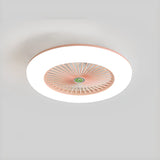 Simple Round Flush Mount Ceiling Fan with LED Light Image - 12