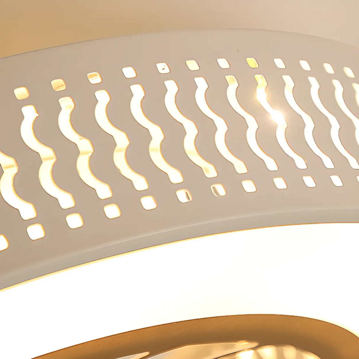 Simple Round Flush Mount Ceiling Fan with LED Light Image - 13