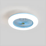 Simple Round Flush Mount Ceiling Fan with LED Light Image - 14