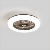 Simple Round Flush Mount Ceiling Fan with LED Light Image - 2