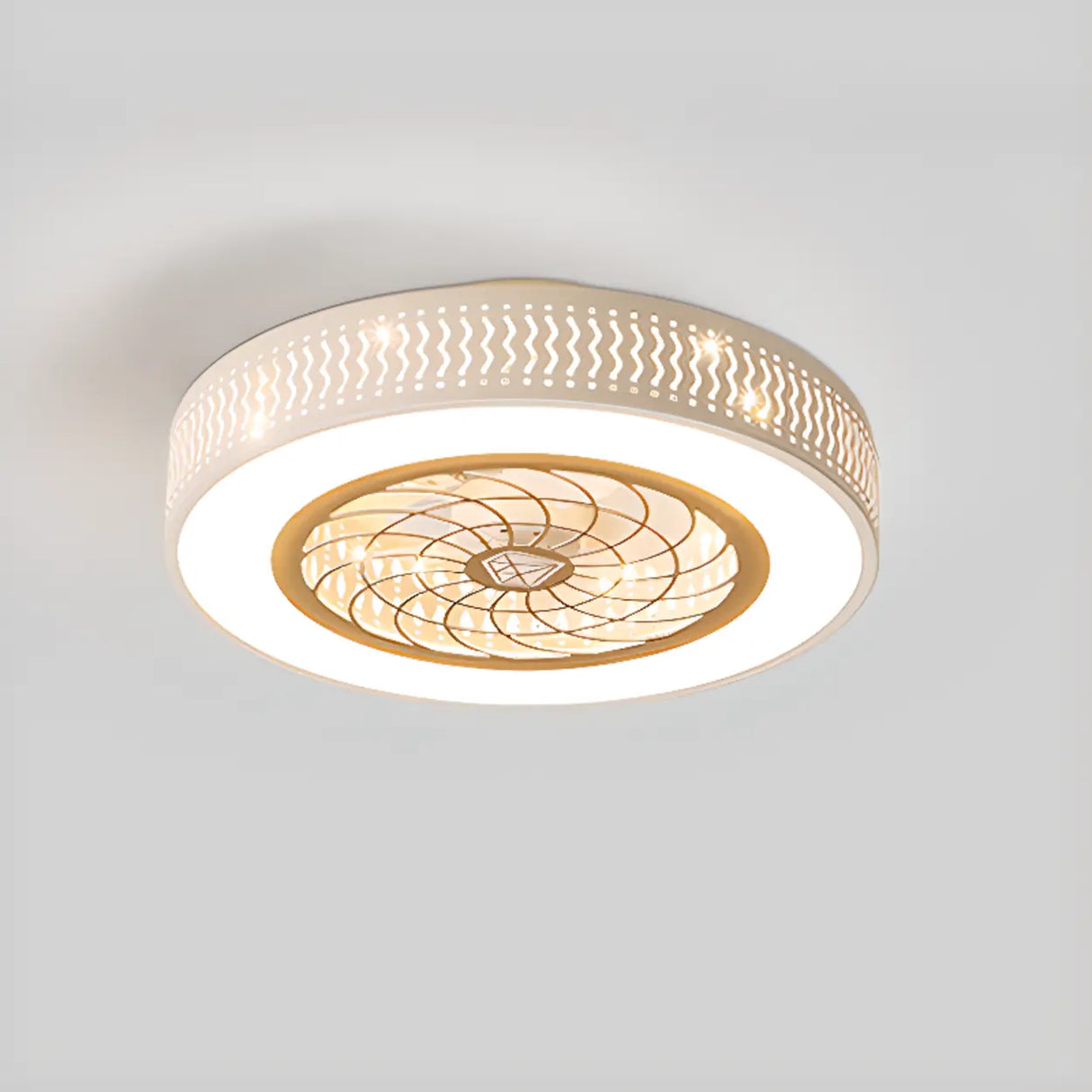 Simple Round Flush Mount Ceiling Fan with LED Light Image - 3