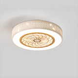 Simple Round Flush Mount Ceiling Fan with LED Light Image - 3