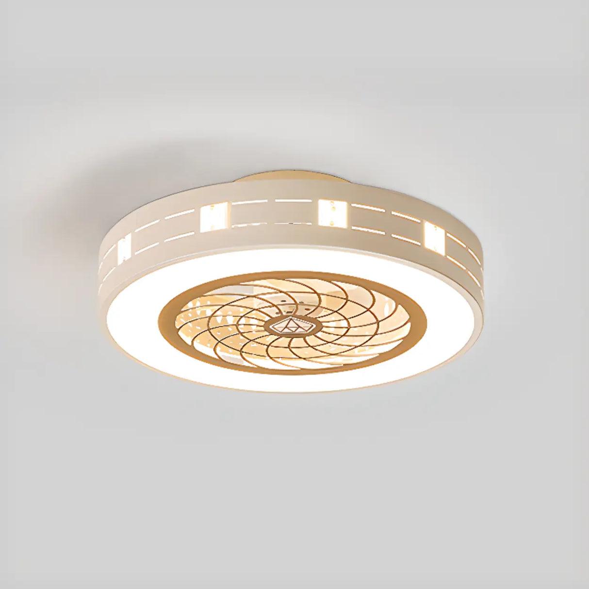 Simple Round Flush Mount Ceiling Fan with LED Light Image - 4