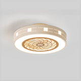 Simple Round Flush Mount Ceiling Fan with LED Light Image - 4