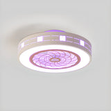 Simple Round Flush Mount Ceiling Fan with LED Light Image - 5