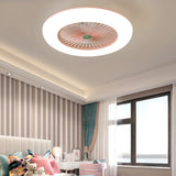Simple Round Flush Mount Ceiling Fan with LED Light Image - 6
