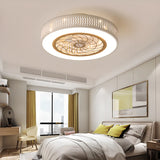 Simple Round Flush Mount Ceiling Fan with LED Light Image - 7