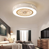 Simple Round Flush Mount Ceiling Fan with LED Light Image - 8